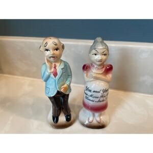 Vintage Enesco Salt Pepper Shakers Husband Wife One More For Old Times Sake